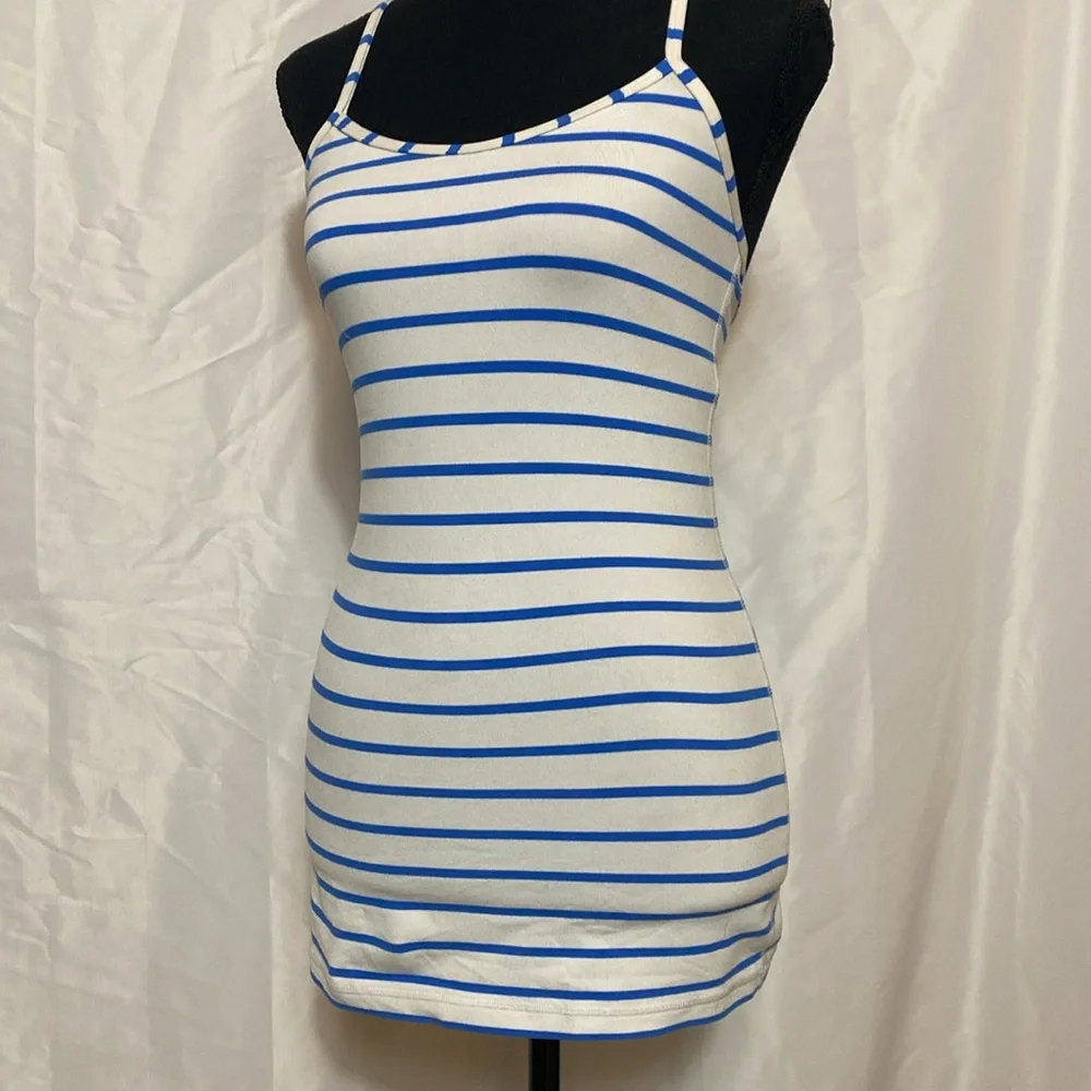 Lululemon White Blue Striped Yoga Athletic Tank Top 4 - Picture 9 of 13